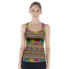 Traditional Africa Border Wallpaper Pattern Colored Racer Back Sports Top by EDDArt