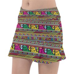 Traditional Africa Border Wallpaper Pattern Colored Tennis Skirt by EDDArt