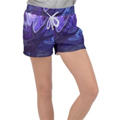 Deep Space Stars Blue Purple Women s Velour Lounge Shorts by Pakrebo