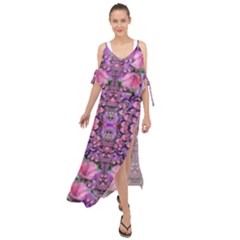 World Wide Blooming Flowers In Colors Beautiful Maxi Chiffon Cover Up Dress by pepitasart