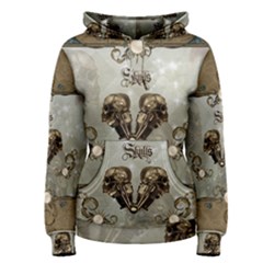 Awesome Mechanical Skull Women s Pullover Hoodie by FantasyWorld7