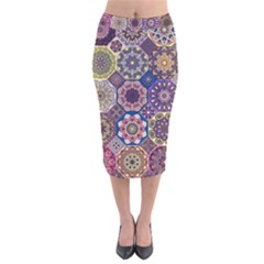 Oriental Velvet Midi Pencil Skirt by Sobalvarro