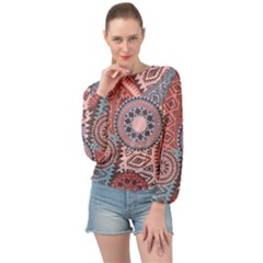 Print Banded Bottom Chiffon Top by Sobalvarro