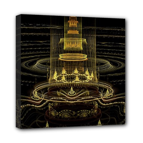 Fractal City Geometry Lights Night Mini Canvas 8  X 8  (stretched) by Pakrebo