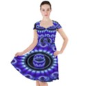 Fractal Blue Sphere 3d Pattern Cap Sleeve Midi Dress View1