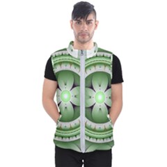 Fractal Mandala Green Purple Men s Puffer Vest by Pakrebo