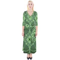 Fractal Green St Patrick S Day Quarter Sleeve Wrap Maxi Dress by Pakrebo