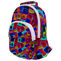 Neon Glow Glowing Light Design Rounded Multi Pocket Backpack by Pakrebo