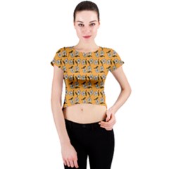 Daisy Orange Crew Neck Crop Top by snowwhitegirl