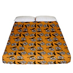 Daisy Orange Fitted Sheet (california King Size) by snowwhitegirl