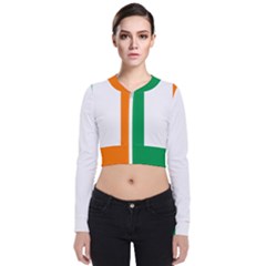 Flag Of Ireland Irish Flag Long Sleeve Zip Up Bomber Jacket by FlagGallery