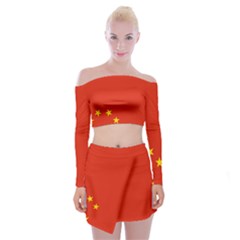 Chinese Flag Flag Of China Off Shoulder Top With Mini Skirt Set by FlagGallery