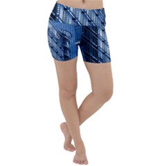 Abstract Architecture Azure Lightweight Velour Yoga Shorts by Pakrebo