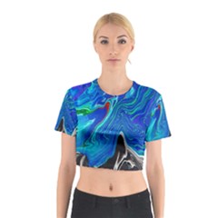 Paint Acrylic Paint Art Colorful Blue Cotton Crop Top by Pakrebo