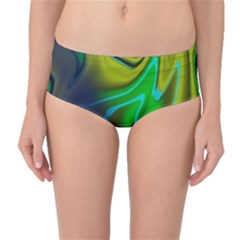 Green Blue Yellow Swirl Mid-waist Bikini Bottoms by bloomingvinedesign