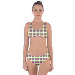 Seamless Geometric Blur Lines Criss Cross Bikini Set by Pakrebo