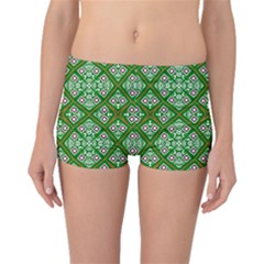 Symmetry Digital Art Pattern Green Boyleg Bikini Bottoms by Pakrebo