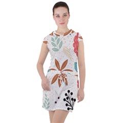 Nature Shape Leaves Flowers Art Drawstring Hooded Dress by Pakrebo