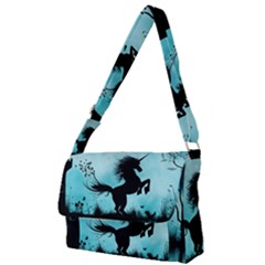 Wonderful Unicorn Silhouette In The Night Full Print Messenger Bag by FantasyWorld7