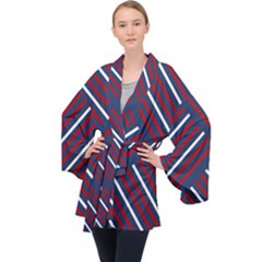 Geometric Background Stripes Velvet Kimono Robe by HermanTelo