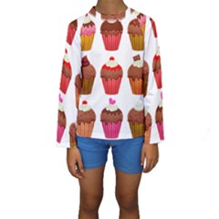 Chocolate Cake Muffin Kids  Long Sleeve Swimwear by Bajindul