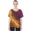 Lines Curlicue Fantasy Colorful V-Neck Dolman Drape Top View1