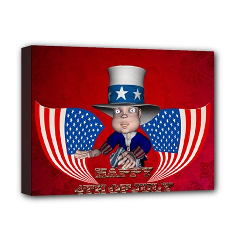 Happy 4th Of July Deluxe Canvas 16  X 12  (stretched)  by FantasyWorld7