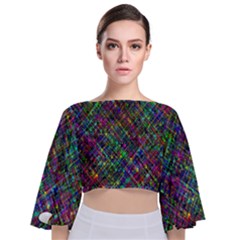 Pattern Artistically Tie Back Butterfly Sleeve Chiffon Top by HermanTelo