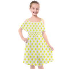 Yellow White Kids  Cut Out Shoulders Chiffon Dress by HermanTelo