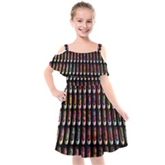 Texture Abstract Kids  Cut Out Shoulders Chiffon Dress by HermanTelo