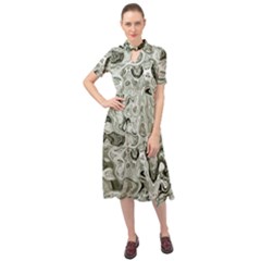 Abstract Stone Texture Keyhole Neckline Chiffon Dress by Bajindul