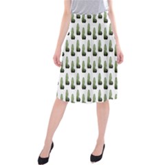 Cactus White Pattern Midi Beach Skirt by snowwhitegirl