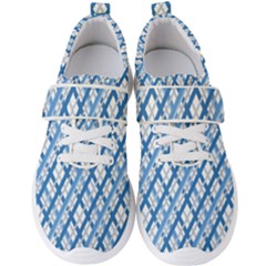 Geometric Overlay Blue Men s Velcro Strap Shoes by Bajindul