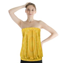 Wave Lines Yellow Strapless Top by HermanTelo