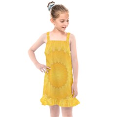 Wave Lines Yellow Kids  Overall Dress by HermanTelo