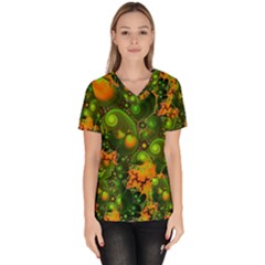 Fractal Design Creative Fantasy Women s V-neck Scrub Top by Pakrebo