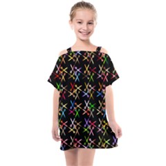 Scissors Pattern Colorful Prismatic Kids  One Piece Chiffon Dress by HermanTelo