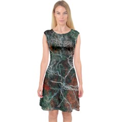 Aerial Photography Of Green Leafed Tree Capsleeve Midi Dress by Pakrebo