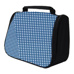 Gingham Plaid Fabric Pattern Blue Full Print Travel Pouch (small) by HermanTelo