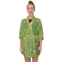 Balloon Grass Party Green Purple Half Sleeve Chiffon Kimono by HermanTelo