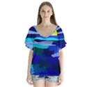 Sunset on The Lake V-Neck Flutter Sleeve Top View1