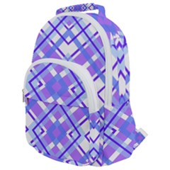 Geometric Plaid Purple Blue Rounded Multi Pocket Backpack by Mariart