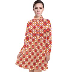 Hexagon Polygon Colorful Prismatic Long Sleeve Chiffon Shirt Dress by HermanTelo