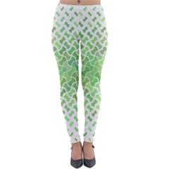 Green Pattern Curved Puzzle Lightweight Velour Leggings by HermanTelo