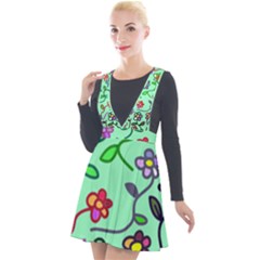 Flowers Floral Plants Plunge Pinafore Velour Dress by Bajindul