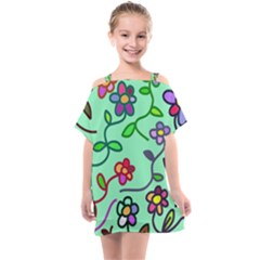 Flowers Floral Plants Kids  One Piece Chiffon Dress by Bajindul