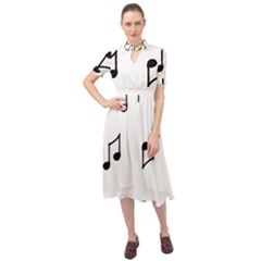 Piano Notes Music Keyhole Neckline Chiffon Dress by HermanTelo