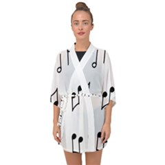 Piano Notes Music Half Sleeve Chiffon Kimono by HermanTelo