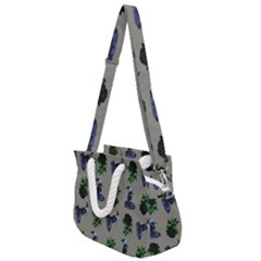 Gothic Girl Rose Grey Pattern Rope Handles Shoulder Strap Bag by snowwhitegirl