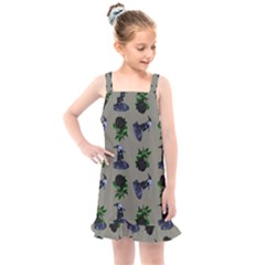 Gothic Girl Rose Grey Pattern Kids  Overall Dress by snowwhitegirl